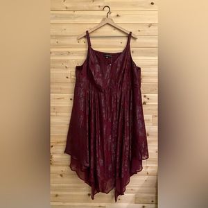 NWT Torrid Insider Collection Size 4 Burgundy Metallic Floral Tank Midi Dress